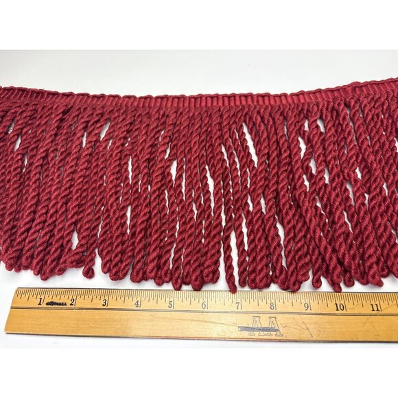 Deep Red Twisted Fringe Trim 1 yard + 15" x 8" wide Craft Decor Fabric Vtg - Picture 3 of 12